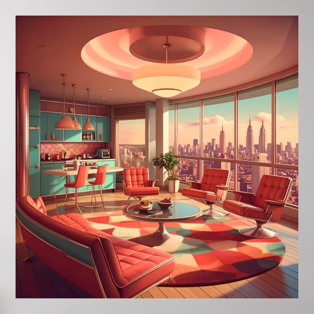 Atomistisk Futuristisk Urban Lägenhet Poster (Framsidan)