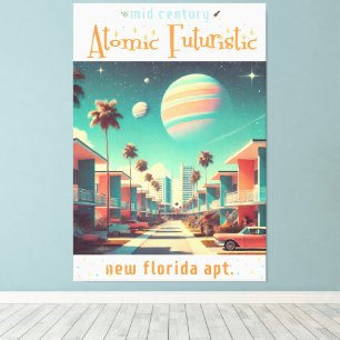 Atomistiska Futuristiska Nya Florida-Lägenheter Canvastryck