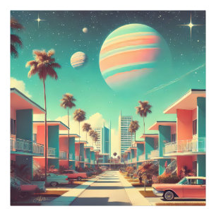 Atomistiska Futuristiska Nya Florida-Lägenheter Fototryck