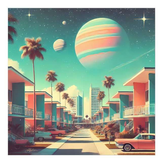 Atomistiska Futuristiska Nya Florida-Lägenheter Fototryck (Framsidan)