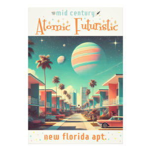 Atomistiska Futuristiska Nya Florida-Lägenheter Fototryck