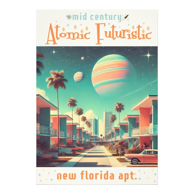 Atomistiska Futuristiska Nya Florida-Lägenheter Fototryck (Framsidan)