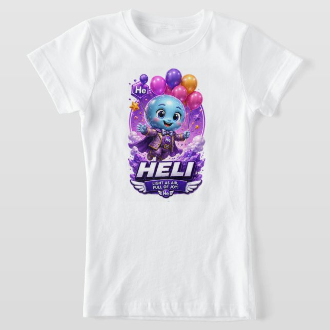 ATOMIVRA Helium Karaktär – Ädelgas-kemi  T Shirt (Laydown)