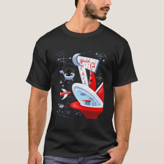Atomkaféens Futuristiska Spaceport Mid Century T Shirt