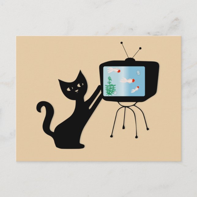 ATOMKAT & GAMMAL TV-SÄTT RETRO POSTKORT VYKORT (Framsida)
