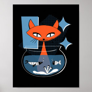 Atomkatt med fiskskulans medelårhundrade Modern Poster