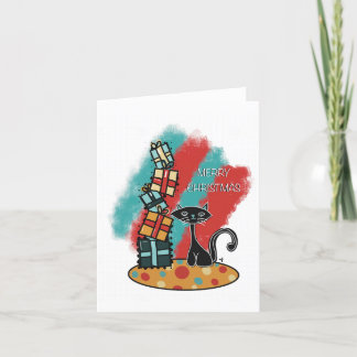 Atomkatt med Presenter-julkort Helgkort