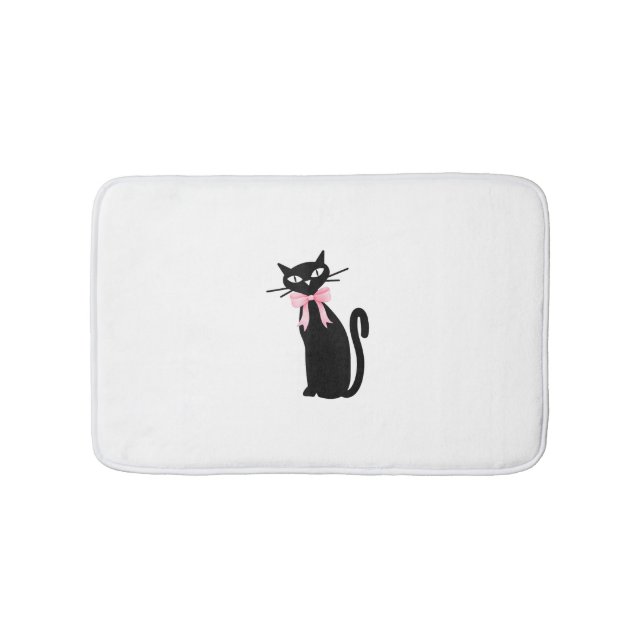 Atomkatt med Rosa Bow Cat Girly Clean Girl Kitt Badrumsmatta (Framsidan)