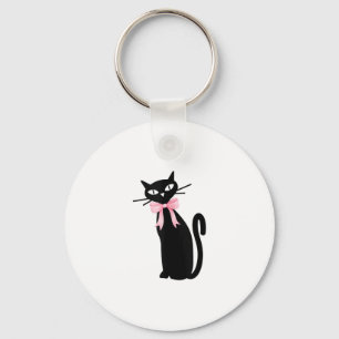 Atomkatt med Rosa Bow Cat Girly Clean Girl Kitt Nyckelring