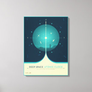 Atomklocka för djupt utrymme Poster, blå version. Canvastryck
