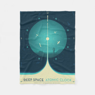 Atomklocka för djupt utrymme Poster, blå version. Fleecefilt