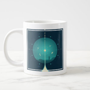 Atomklocka för djupt utrymme Poster, blå version. Jumbo Mugg