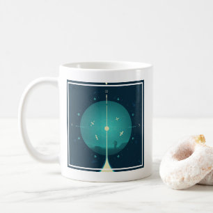 Atomklocka för djupt utrymme Poster, blå version. Kaffemugg