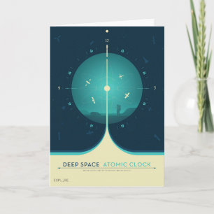 Atomklocka för djupt utrymme Poster, blå version. Kort