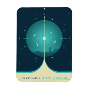 Atomklocka för djupt utrymme Poster, blå version. Magnet