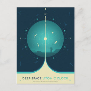 Atomklocka för djupt utrymme Poster, blå version. Vykort