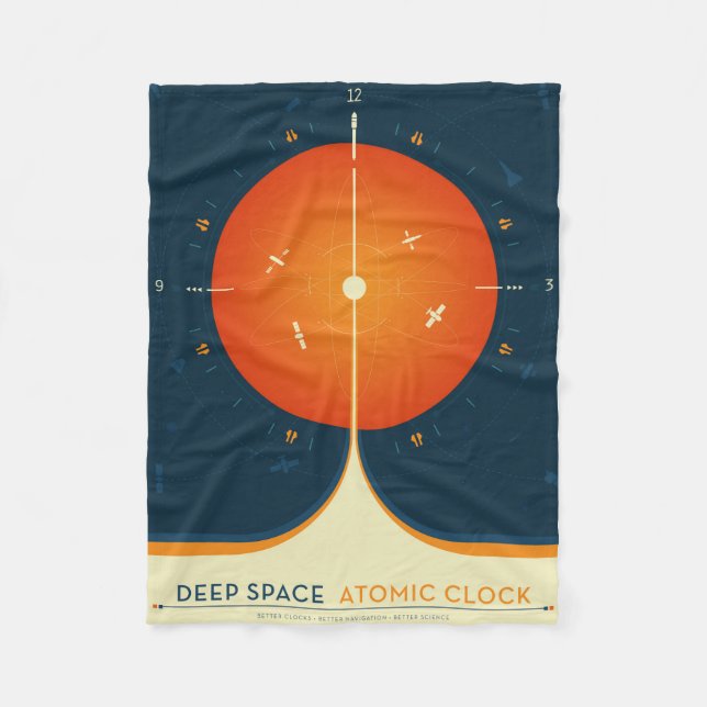 Atomklocka för djupt utrymme Poster, Orange versio Fleecefilt (Framsidan)