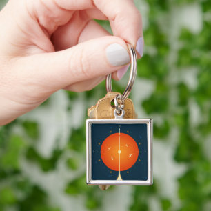 Atomklocka för djupt utrymme Poster, Orange versio Fyrkantig Silverfärgad Nyckelring