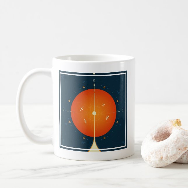 Atomklocka för djupt utrymme Poster, Orange versio Kaffemugg (Med munk)
