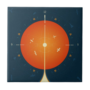 Atomklocka för djupt utrymme Poster, Orange versio Kakelplatta