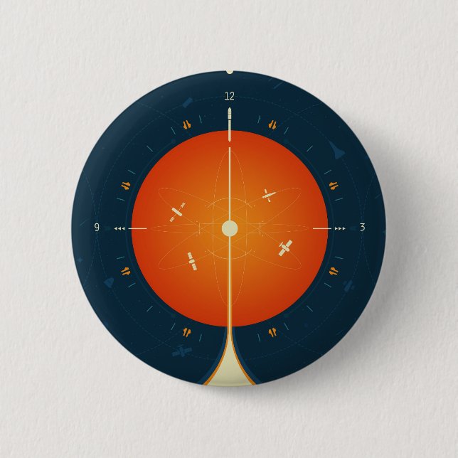 Atomklocka för djupt utrymme Poster, Orange versio Knapp (Framsida)
