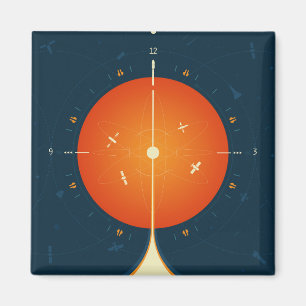 Atomklocka för djupt utrymme Poster, Orange versio Magnet