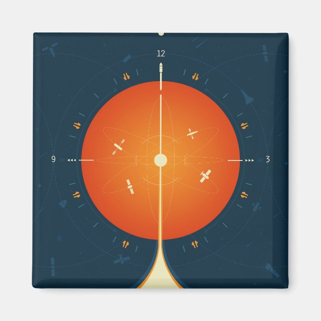 Atomklocka för djupt utrymme Poster, Orange versio Magnet (Framsidan)