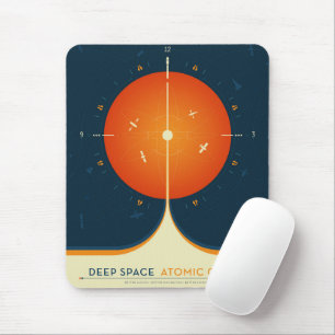 Atomklocka för djupt utrymme Poster, Orange versio Musmatta