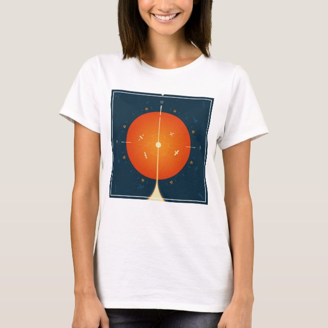 Atomklocka för djupt utrymme Poster, Orange versio T Shirt (Framsida)