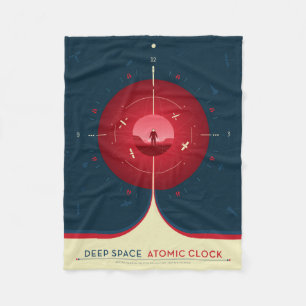 Atomklocka för djupt utrymme Poster, röd version. Fleecefilt