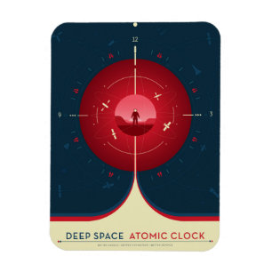 Atomklocka för djupt utrymme Poster, röd version. Magnet