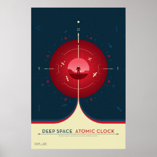 Atomklocka för djupt utrymme Poster, röd version. Poster