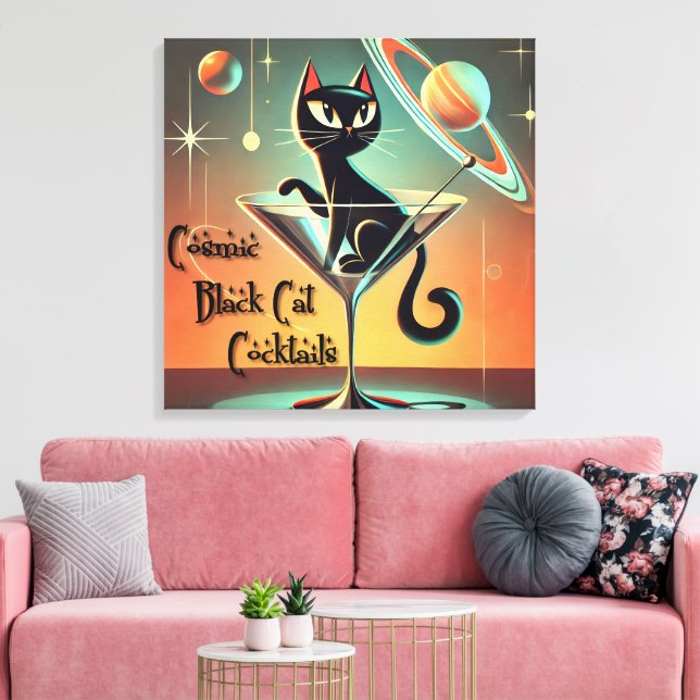 Atomkosmiskt svart kattskinka av Futuristiska Canvastryck (Insitu (Vardagsrum))