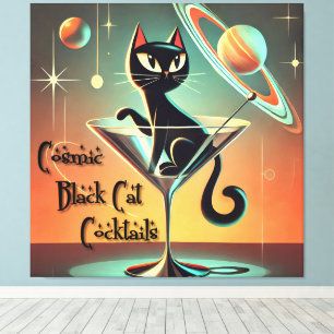 Atomkosmiskt svart kattskinka av Futuristiska Canvastryck