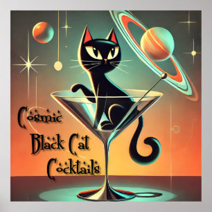 Atomkosmiskt svart kattskinka av Futuristiska Poster