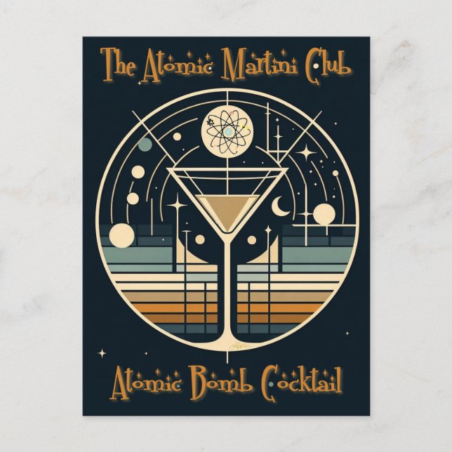 Atommartini Klubb atombomb Cocktail Vykort (Framsida)