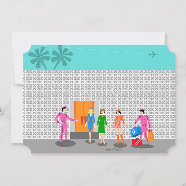 Atompalmen Palm Springs Flygvärdinna Festinbjudan Inbjudningar (Framsida)