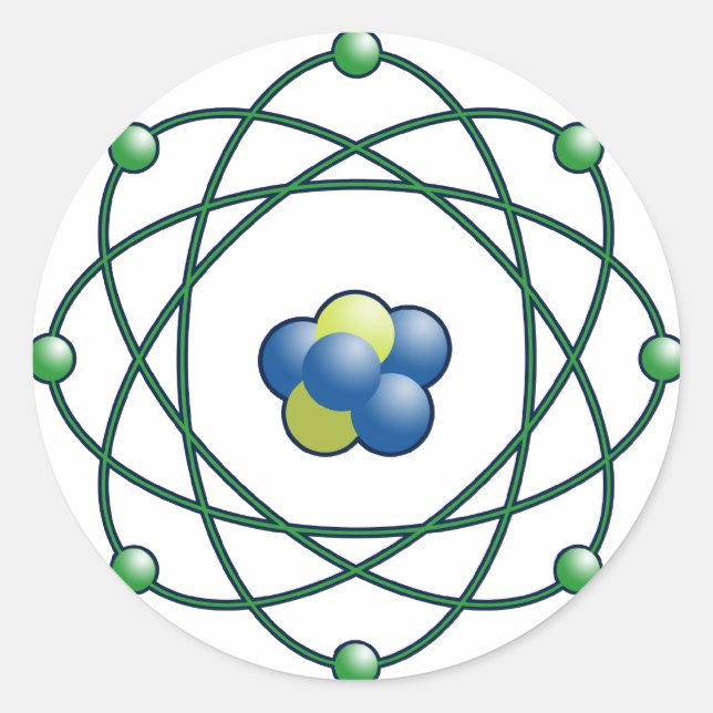 Atompartiklar Runt Klistermärke (Framsida)