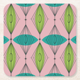 AtomRosa Ogee & Starburst Hard Papper Underlägg Kvadrat
