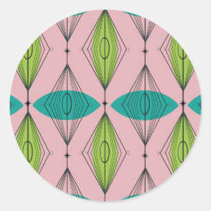 AtomRosa Ogee & Starburst Round Stickers Runt Klistermärke