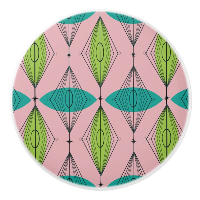 AtomRosa Ogee & Starbursts Ceramic Knob Knopp (Framsidan)