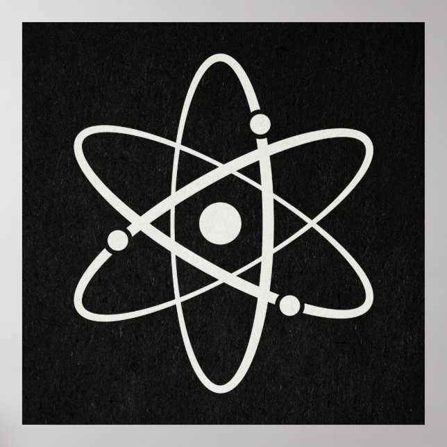 Atoms Science Atomic Orbit Icon Molecule Art Black Poster (Framsidan)