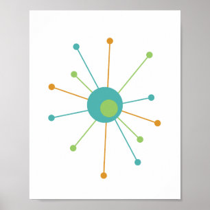 Atomstjärna Mid Century Modern Stiliserad Affisch
