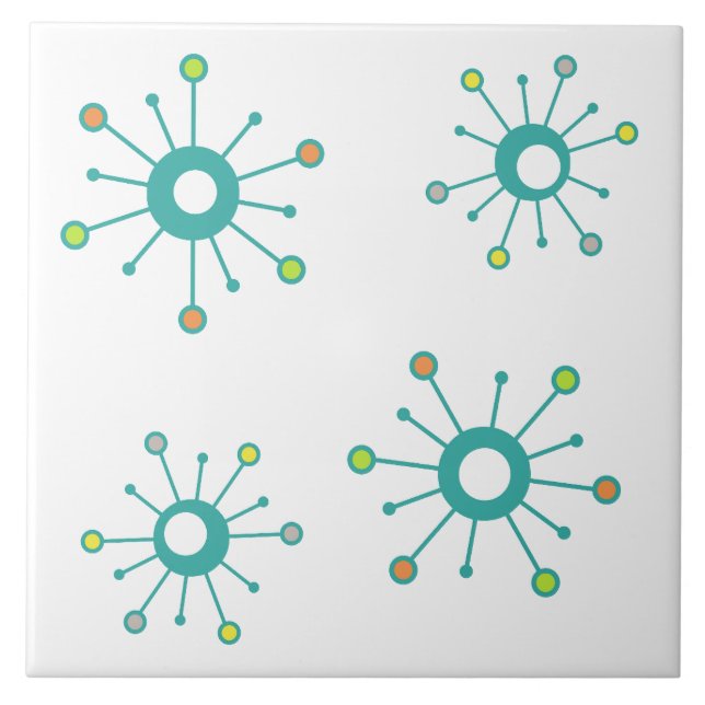 atomstjärnor färgade turkos kakelplatta (Framsidan)