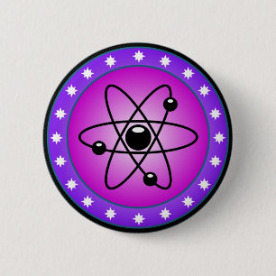 Atomsymbol på en rosa bakgrund knapp