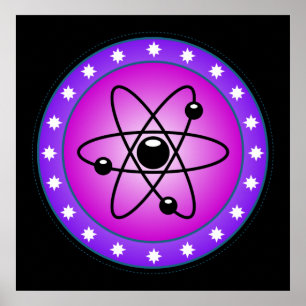 Atomsymbol på Rosa bakgrund Poster