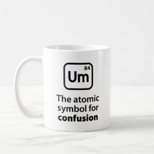 Atomsymbolen för konfusionskaffe Mugg