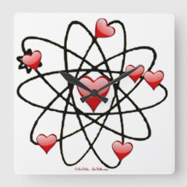 Atomvalentin Röda Hjärtan Fyrkantig Klocka