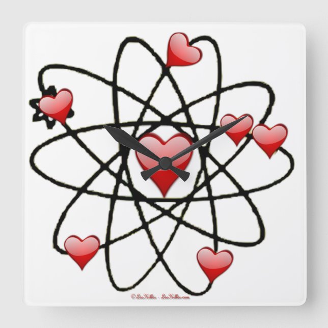 Atomvalentin Röda Hjärtan Fyrkantig Klocka (Framsida)