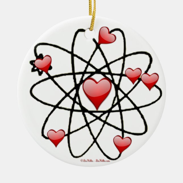Atomvalentin Röda Hjärtan Julgransprydnad Keramik (Framsidan)